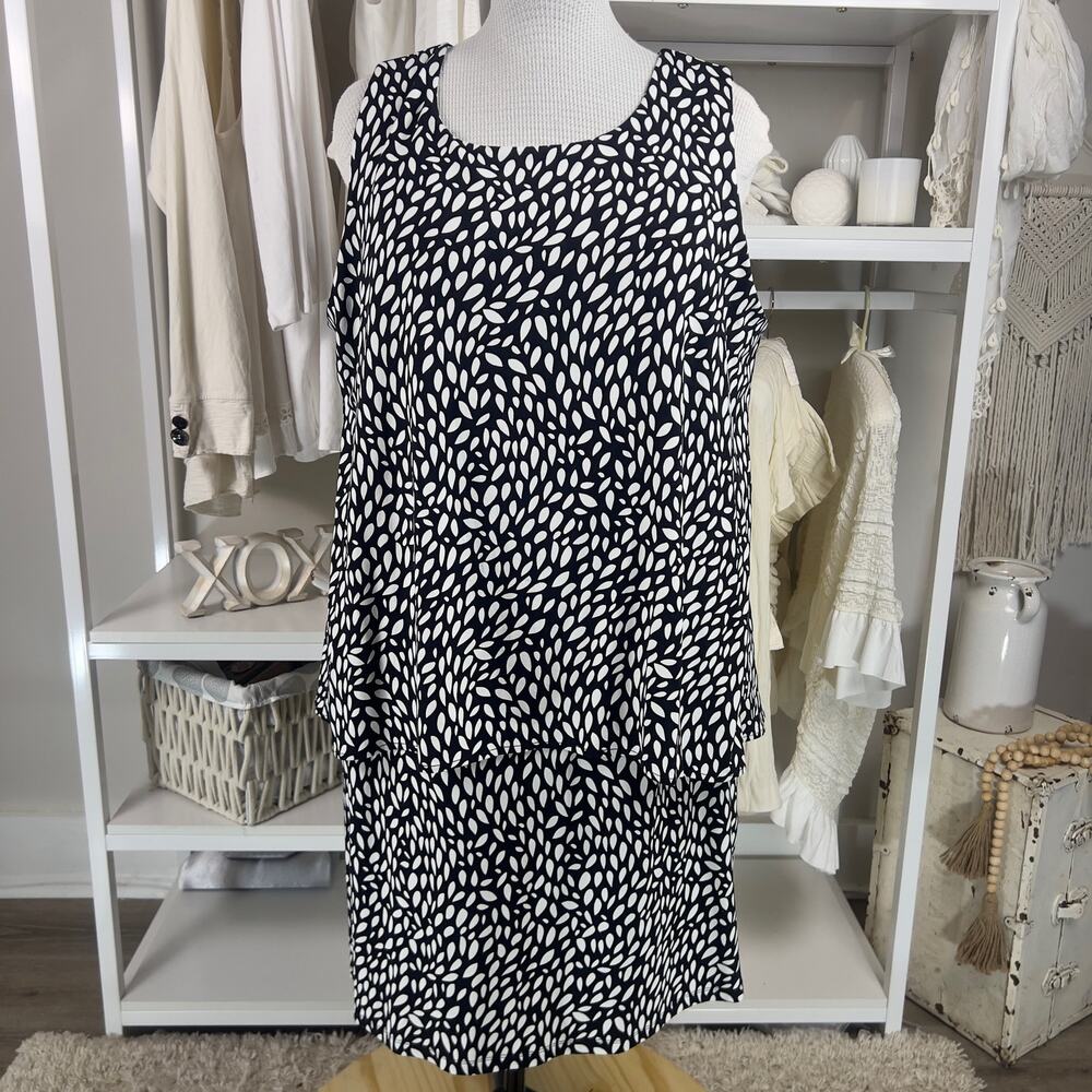 Chico's Black and White Patterned Midi Dress